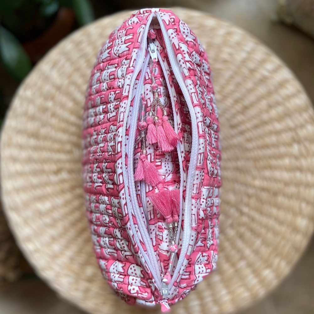 COPY - Quilted cotton cosmetic bag